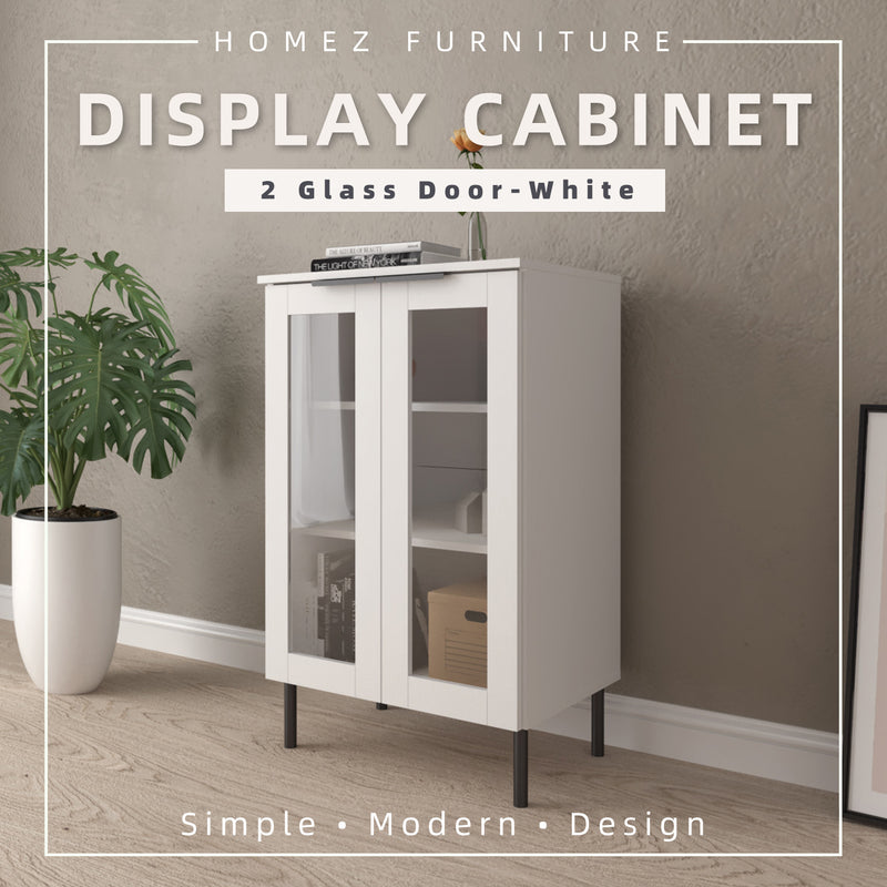 Glass Door Storage Cabinet Display Cabinet 2 Doors / 4 Doors - M8060/M8120-WT