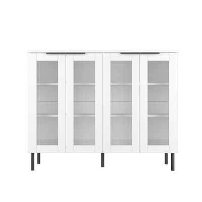 Glass Door Storage Cabinet Display Cabinet 2 Doors / 4 Doors - M8060/M8120-WT