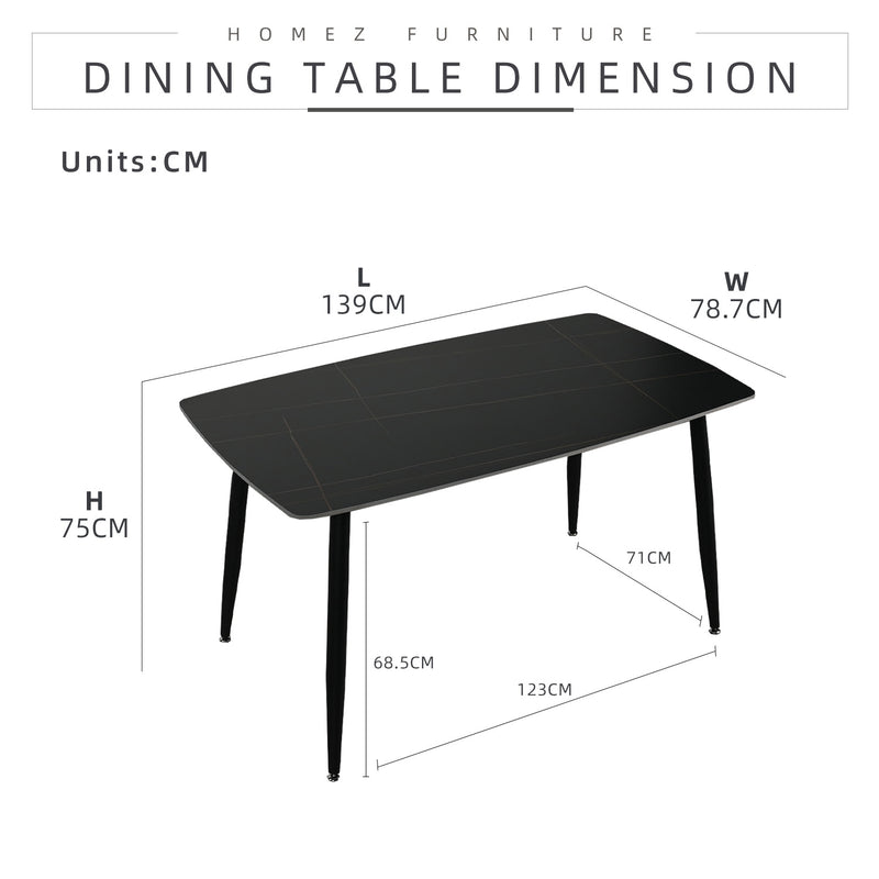(Self-assembly) 1 + 4 Dining Set Porcelain (Ceramic) Table PU Leather Chair -T61