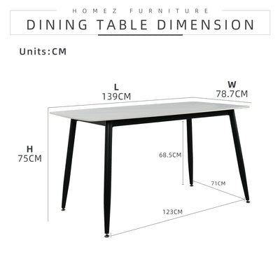 (Self-assembly) 1 + 4 Dining Set Porcelain (Ceramic) Table PU Leather Chair -T61