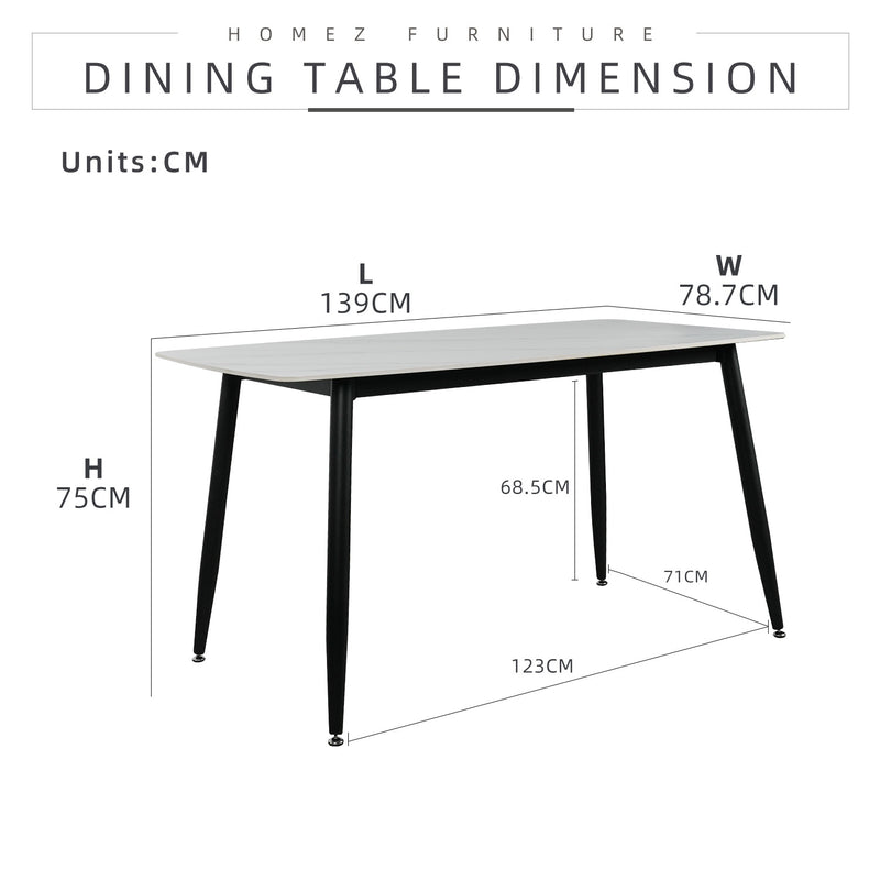 (Self-assembly) 1 + 4 Dining Set Porcelain (Ceramic) Table PU Leather Chair -T61