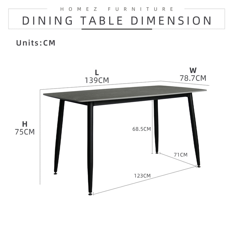 (Self-assembly) 1 + 4 Dining Set Porcelain (Ceramic) Table PU Leather Chair -T61