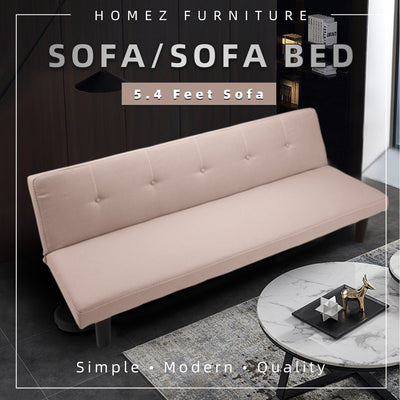 (Self-assembly) 3 Seater Linen Fabric Foldable Sofa Bed / Grey / Blue / Clay - HMZ-FN-SF-X190