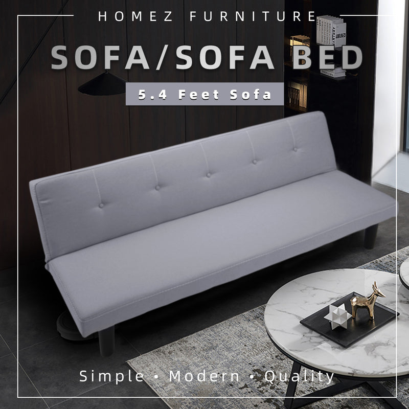 (Self-assembly) 3 Seater Linen Fabric Foldable Sofa Bed / Grey / Blue / Clay - HMZ-FN-SF-X190