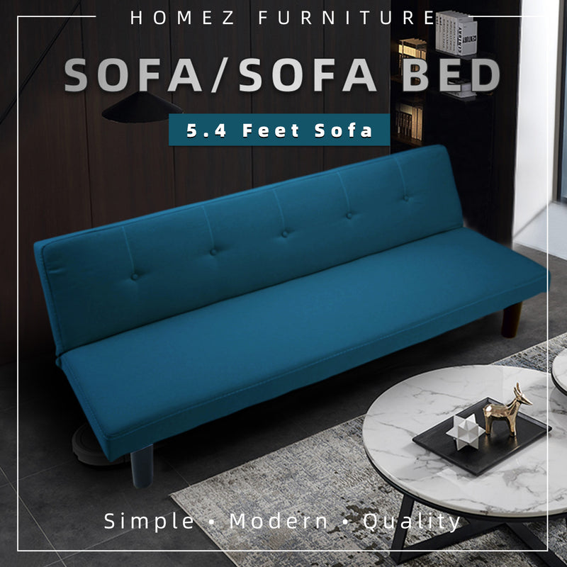 (Self-assembly) 3 Seater Linen Fabric Foldable Sofa Bed / Grey / Blue / Clay - HMZ-FN-SF-X190