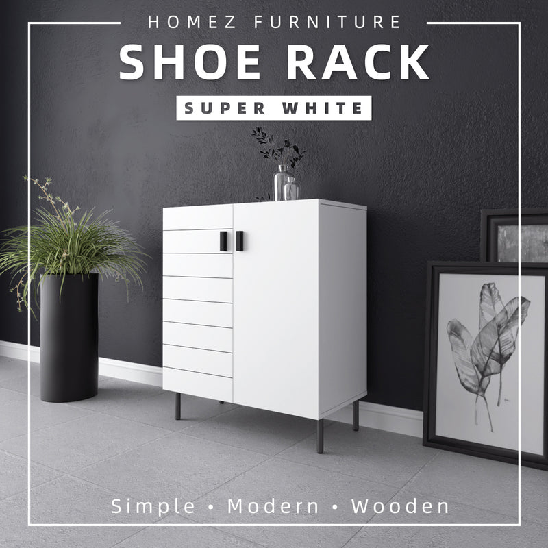(Self-assembly) 2.5FT Jasmine Series Shoe Cabinet - HMZ-FN-SR-J0802-WT