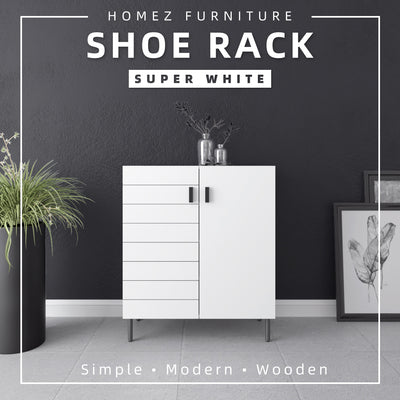 (Self-assembly) 2.5FT Jasmine Series Shoe Cabinet - HMZ-FN-SR-J0802-WT