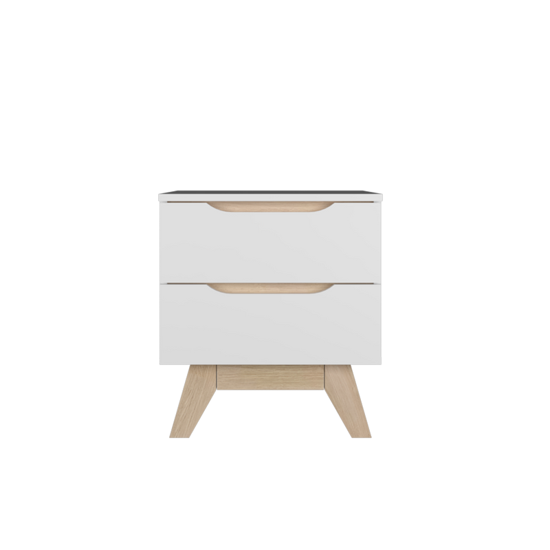 2FT Simona Series Modernist Design Side Table With 2 Drawer - HMZ-FN-ST-5448-WT
