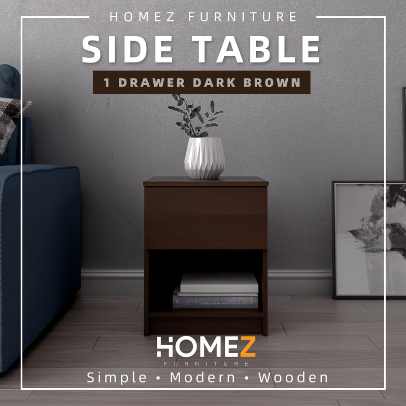 1.5FT Side Table With 1 Drawer and 1 Open Storage Shelf - HMZ-FN-ST-7005