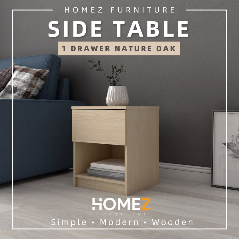 1.5FT Side Table With 1 Drawer and 1 Open Storage Shelf - HMZ-FN-ST-7005