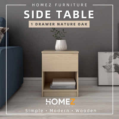 1.5FT Side Table With 1 Drawer and 1 Open Storage Shelf - HMZ-FN-ST-7005