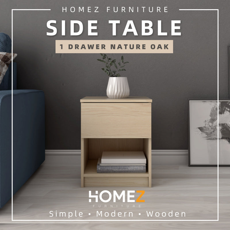 1.5FT Side Table With 1 Drawer and 1 Open Storage Shelf - HMZ-FN-ST-7005