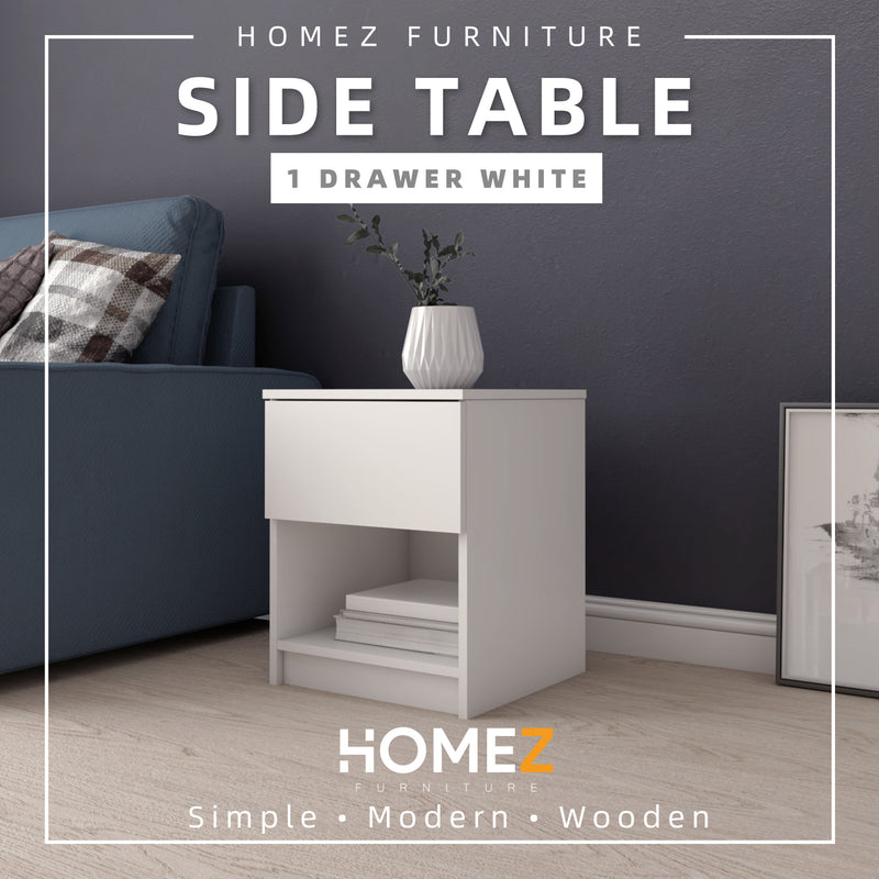 1.5FT Side Table With 1 Drawer and 1 Open Storage Shelf - HMZ-FN-ST-7005