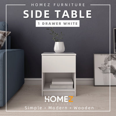 1.5FT Side Table With 1 Drawer and 1 Open Storage Shelf - HMZ-FN-ST-7005