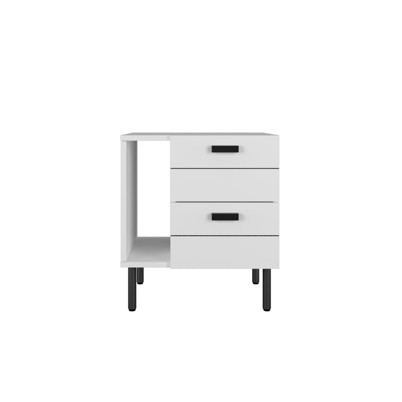 (Self-assembly) 1.5FT  Jasmine Side Table and Metal Leg Side Table - HMZ-FN-ST-J0480-WT