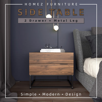 2FT Noble Modernist Design Side Table With 2 Drawer  - HMZ-FN-ST-N0500-CN