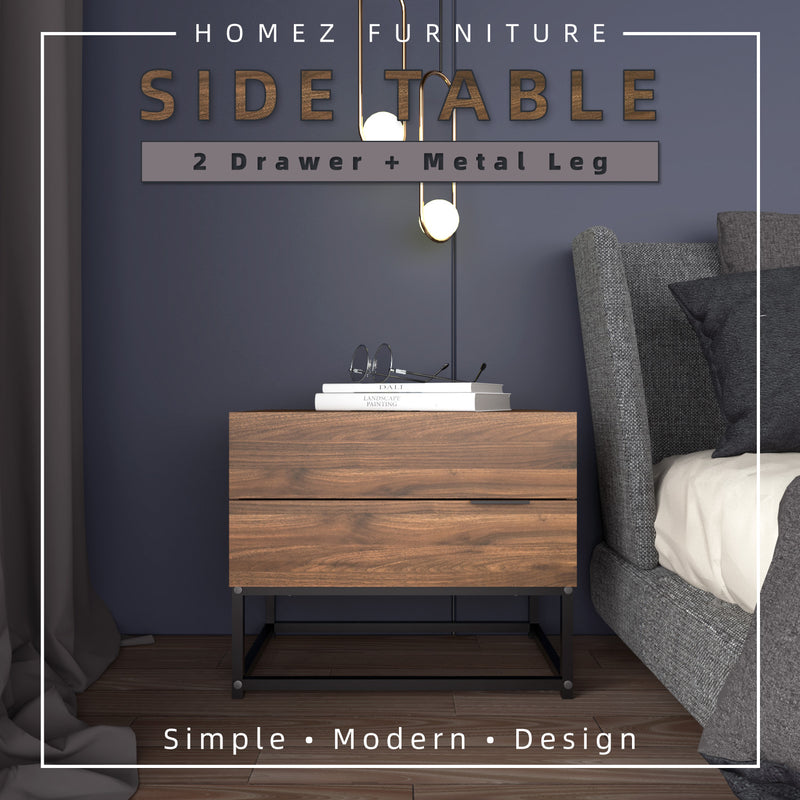 2FT Noble Modernist Design Side Table With 2 Drawer  - HMZ-FN-ST-N0500-CN