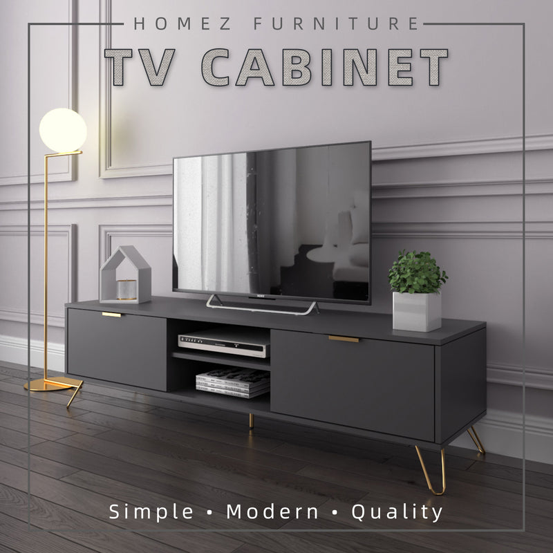 (Self-assembly) 6FT Stellate Series Tv Cabinet/ Console with Metal Leg - TC-1600-DGY