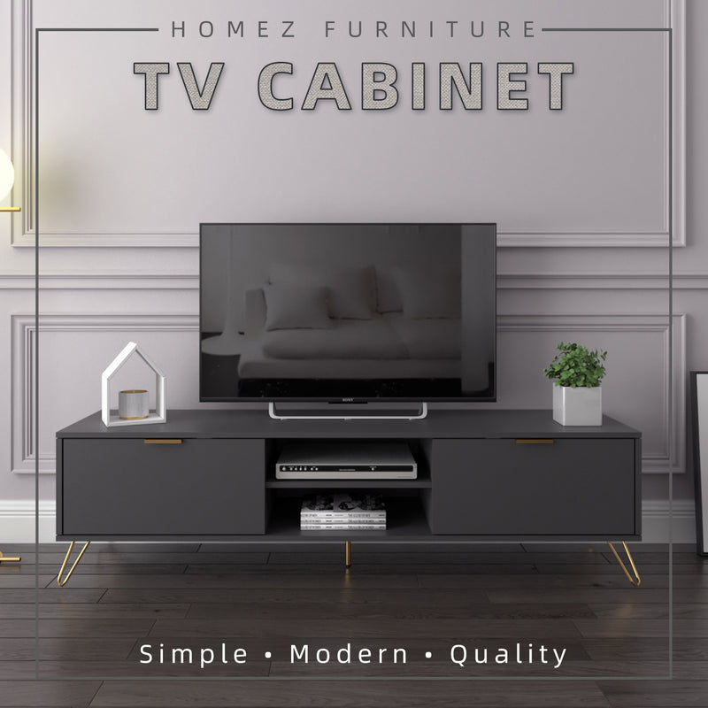 (Self-assembly) 6FT Stellate Series Tv Cabinet/ Console with Metal Leg - TC-1600-DGY