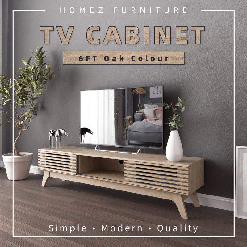 6FT Aoki Series TV Cabinet / Console /  Wood Leg - HMZ-FN-TC-E2252-OAK