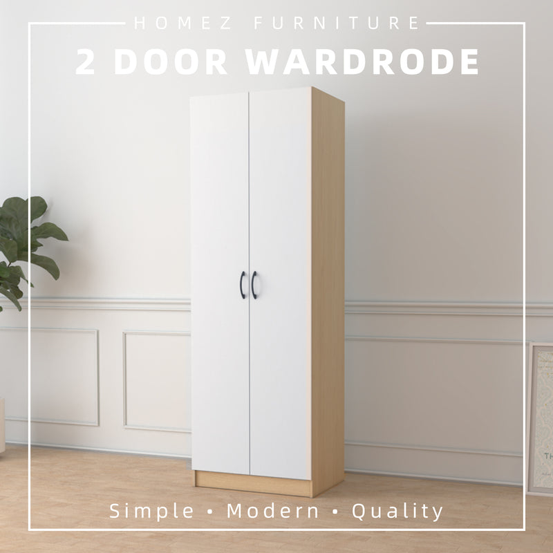 2FT 2 Door Wardrobe with Large Hanging Space - HMZ-FN-WD-6000