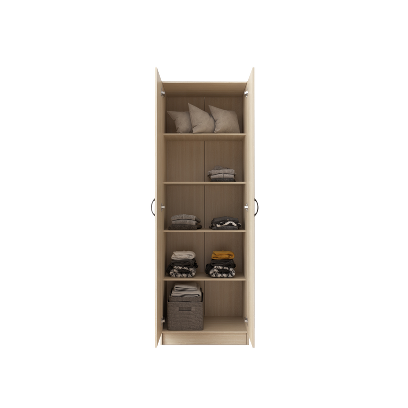 2 Door Wardrobe Bigger Size with 5 Shelves (180cm Height) HMZ-FN-WD-6002