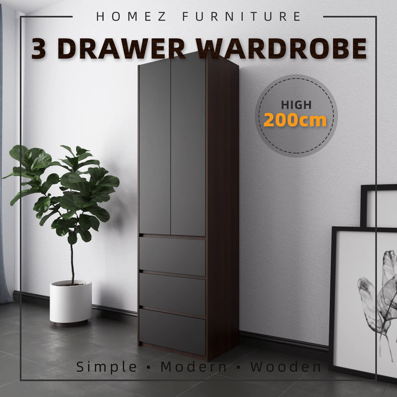 6FT Wardrobe 3 Drawer with Hanging Rod- WD-6417/6007