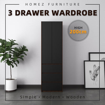 6FT Wardrobe 3 Drawer with Hanging Rod- WD-6417/6007