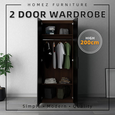 192cm High 2 Door Wardrobe with Hanging Rod-HMZ-FN-WD-6009/6419