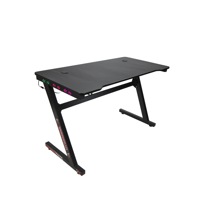 GTGAMEZ Z Series LED Lighting Carbon Fiber Surface E-sports RGB Gaming Table/Gaming Desk-HMZ-GT-JF-12060/14060-ZL-BK-LED