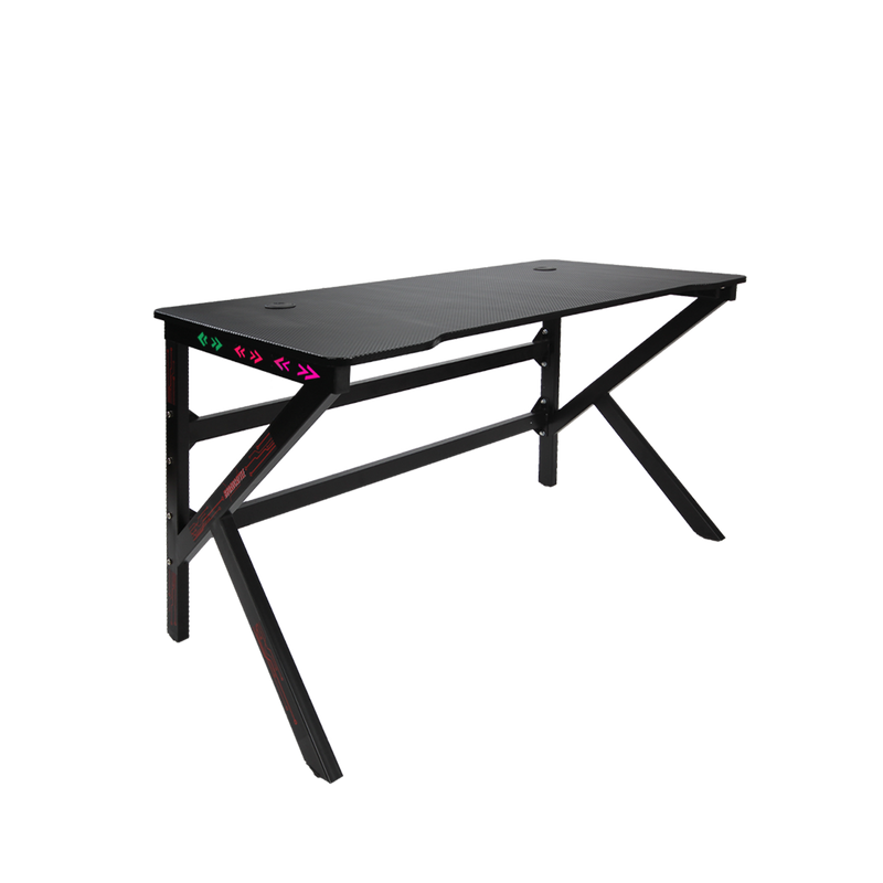 GTGAMEZ K Series LED Lighting Carbon Fiber E-sports RGB Gaming Table / Gaming Desk-HMZ-GT-JF-12060/14060-KL-BK-LED