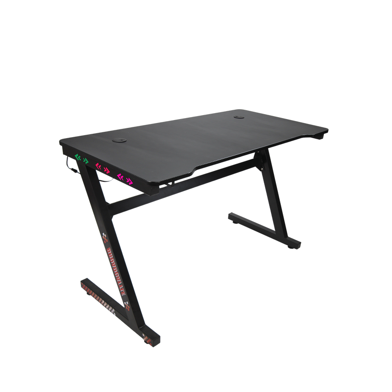 GTGAMEZ Z Series LED Lighting Carbon Fiber Surface E-sports RGB Gaming Table/Gaming Desk-HMZ-GT-JF-12060/14060-ZL-BK-LED