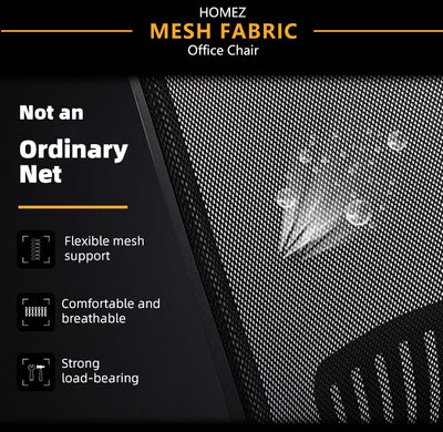 Mesh Office Chair HMZ-OC-HB-905-BK with Ergonomic Design & Chrome Leg - Black