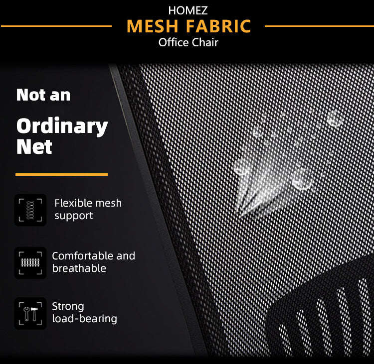 Mesh Office Chair HMZ-OC-HB-905-BK with Ergonomic Design & Chrome Leg - Black