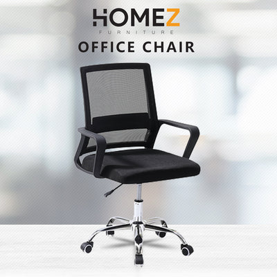 (Self-assembly) Mesh Office Chair with Ergonomic Design & Chrome Leg - Black