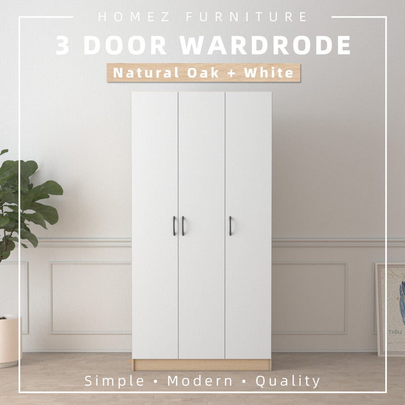 3 Door Wardrobe HMZ-WD-DT-6001 with 6 Shelves - 3FT