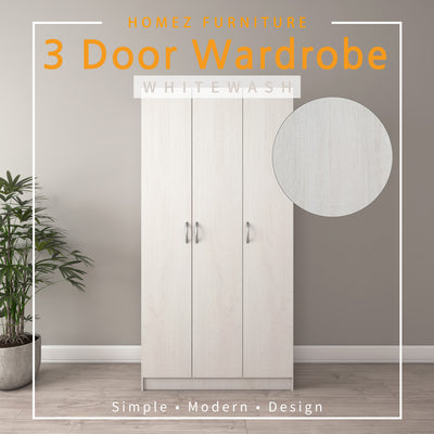 3 Door Wardrobe HMZ-WD-DT-6001 with 6 Shelves - 3FT