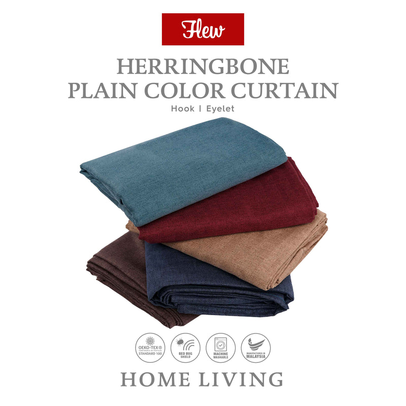 Flew Herringbone Plain Color Blackout Curtain Panel 100cm X 250cm