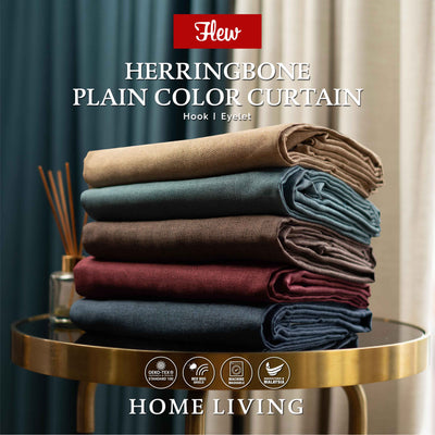 Flew Herringbone Plain Color Blackout Curtain Panel 100cm X 250cm