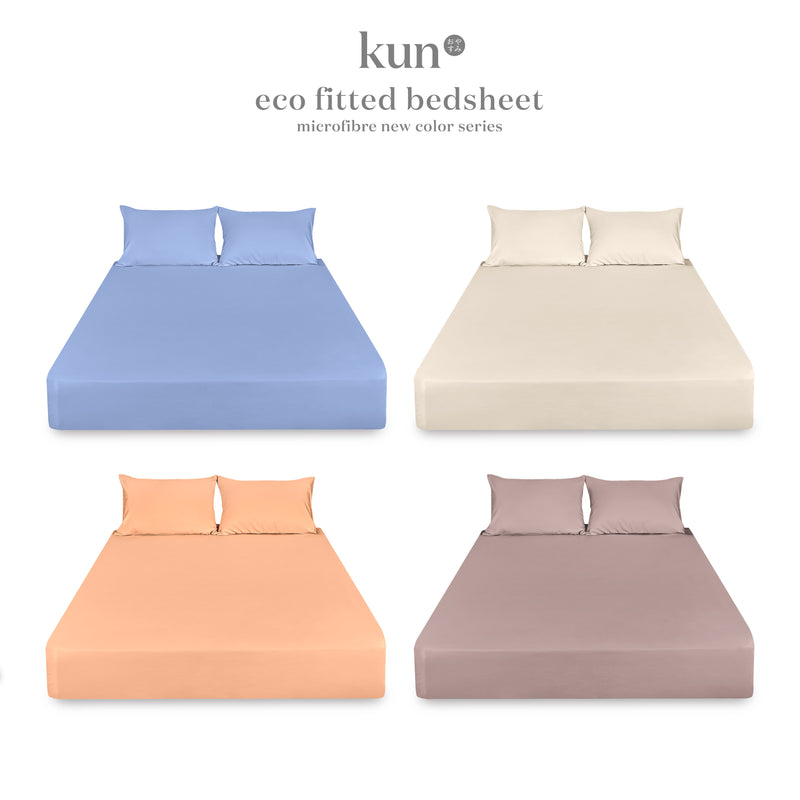 (NEW ARRIVAL) Kun New 100% Polyester Microfiber Fitted Bedsheet (Single / Super Single / Queen / King)