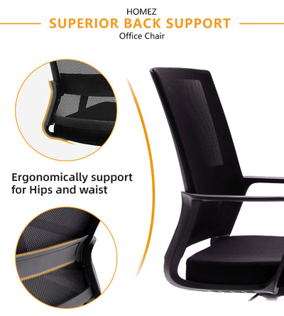 (Self-assembly) Mesh Office Chair with Ergonomic Design & Chrome Leg - Black