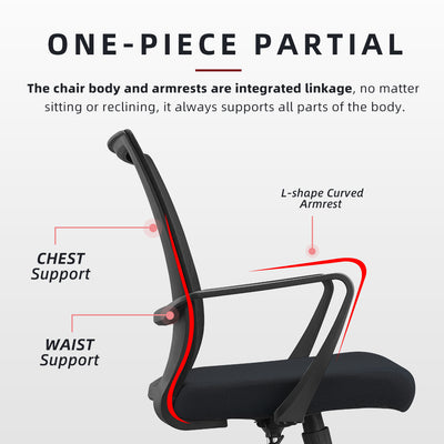 IVY Economical Mesh Office Chair with Ergonomic Design / Black - HMZ-OC-MB-IVY-BK+BK