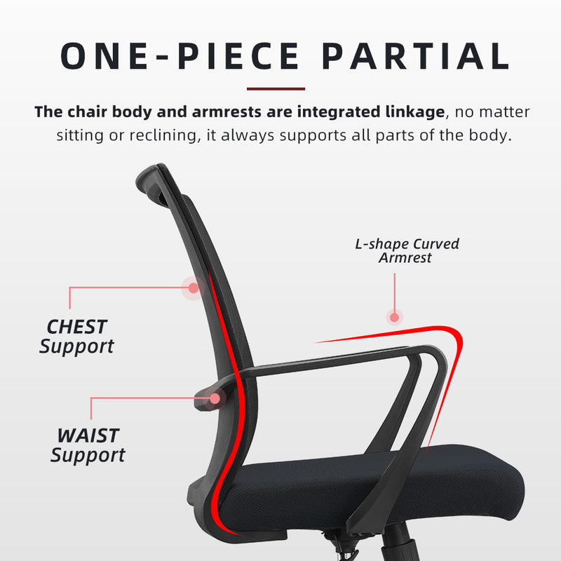 IVY Economical Mesh Office Chair with Ergonomic Design / Black - HMZ-OC-MB-IVY-BK+BK
