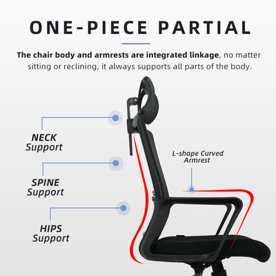 Emma High Back Mesh Office Chair with Ergonomic Design / Black - OC-HB-EMMA-BK+BK