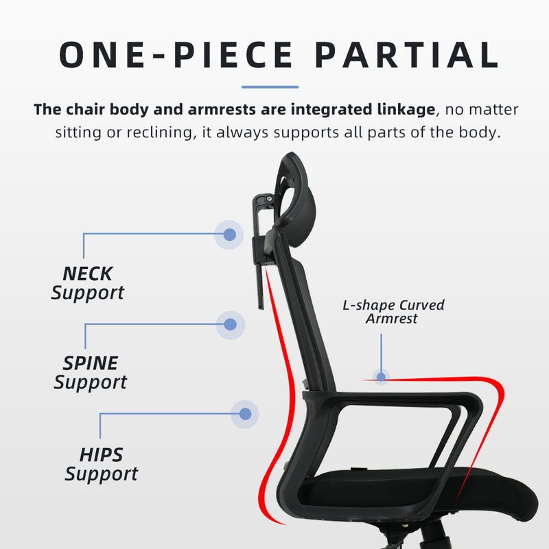 Emma High Back Mesh Office Chair with Ergonomic Design / Black - OC-HB-EMMA-BK+BK