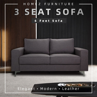 6FT Modern / Simple / Linen Fabric 3 Seater Sofa / Grey / Blue / Clay - HMZ-FN-SF-AE2656-3S