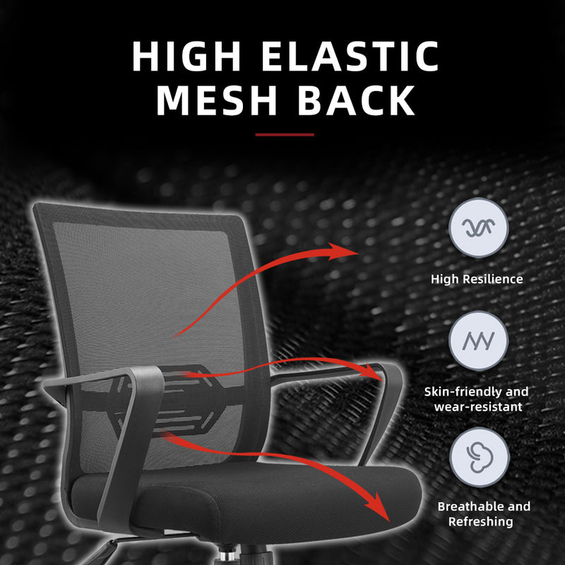 IVY Economical Mesh Office Chair with Ergonomic Design / Black - HMZ-OC-MB-IVY-BK+BK
