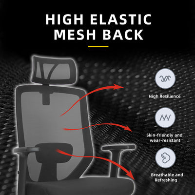 Joy High Back Mesh Office Chair with Ergonomic Design / Black - HMZ-OC-HB-JOY-H-BK+BK