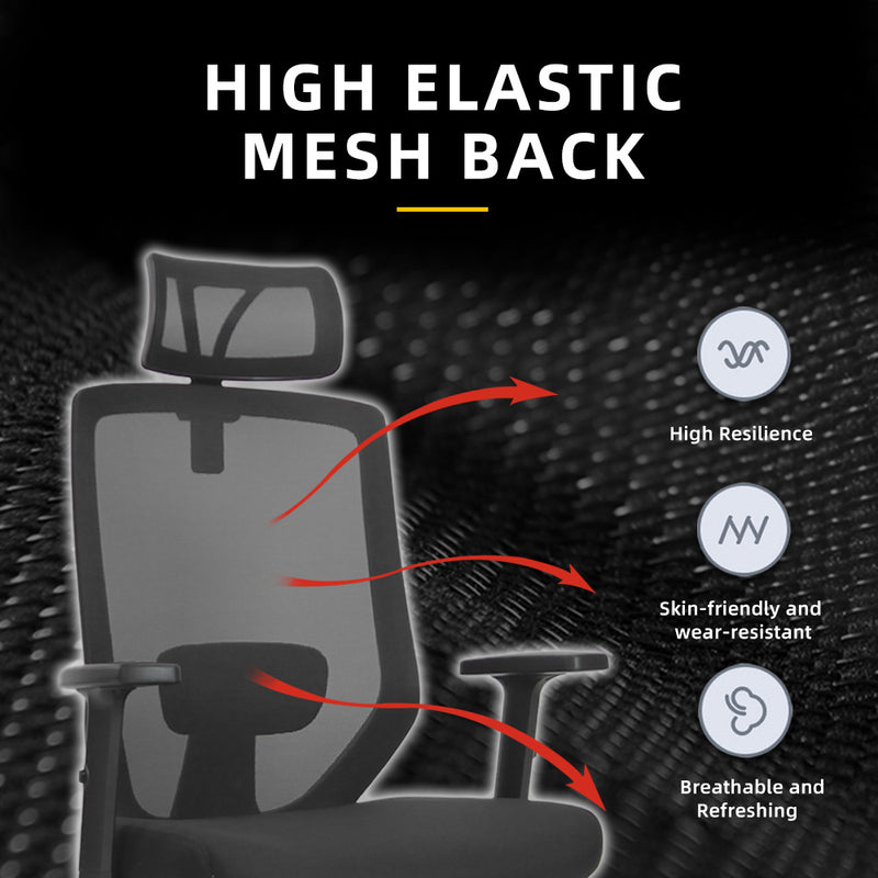Joy High Back Mesh Office Chair with Ergonomic Design / Black - HMZ-OC-HB-JOY-H-BK+BK