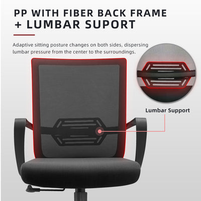 IVY Economical Mesh Office Chair with Ergonomic Design / Black - HMZ-OC-MB-IVY-BK+BK